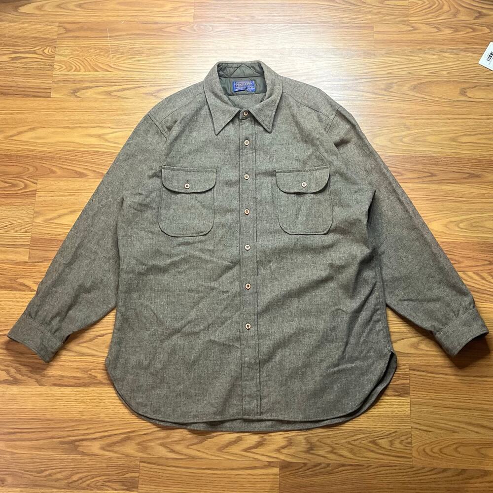 Vtg 1970s Pendleton Wool Shirt USA XL Gray Virgin Wool Workwear Hunting